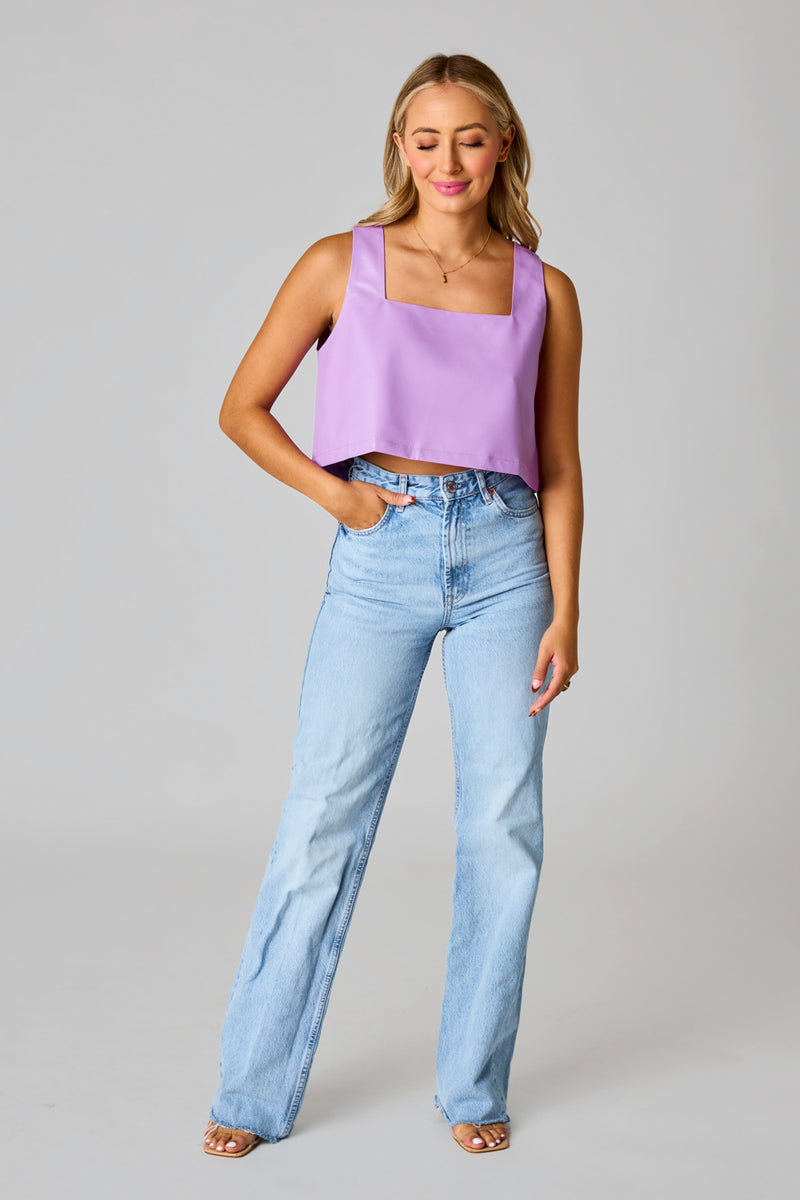BuddyLove Manning Vegan Leather Cropped Tank Top - Purple