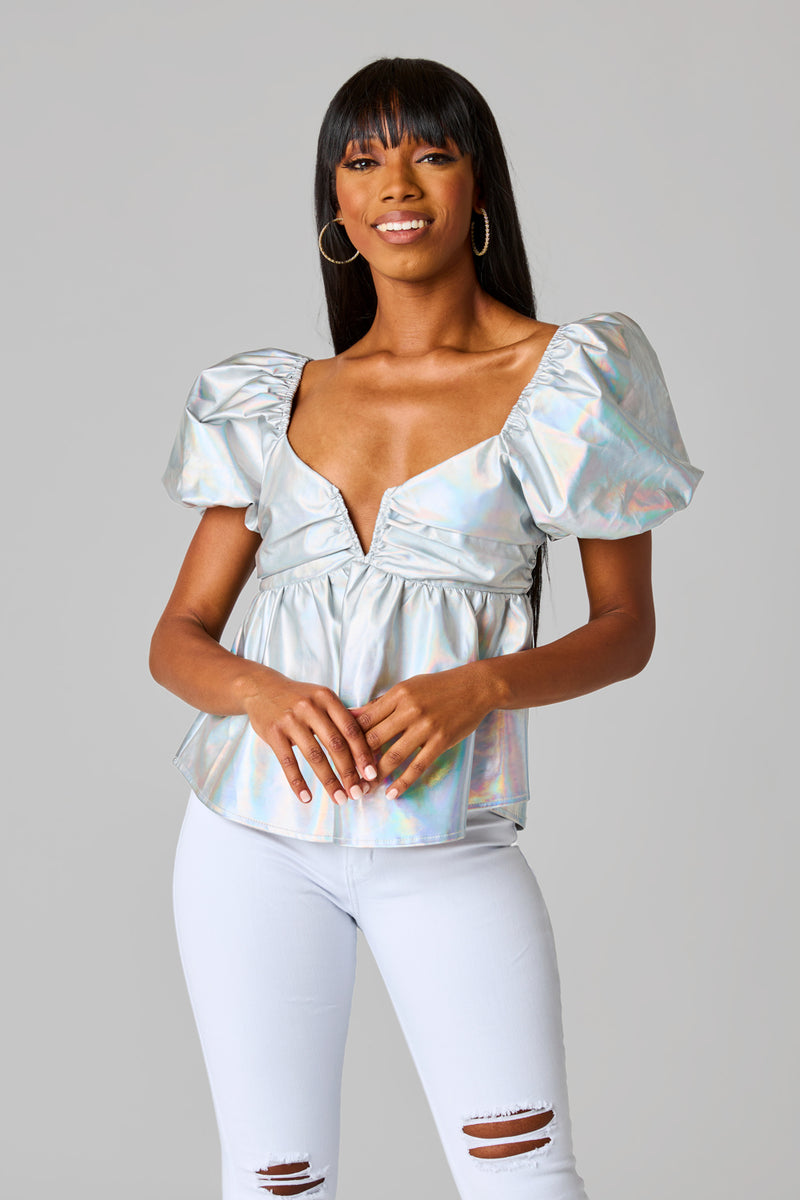 BuddyLove Houston Puff Sleeve Top - Iridescent