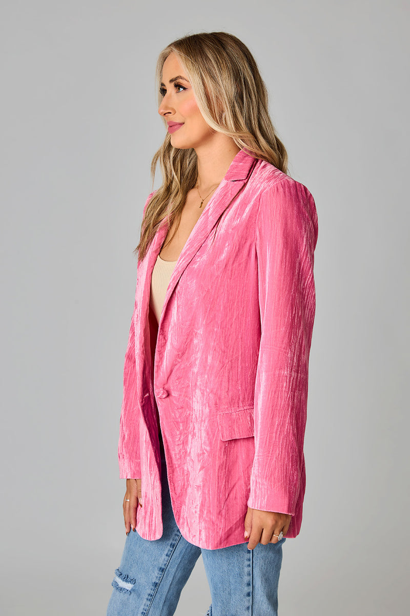 BuddyLove Heff Crushed Velvet Blazer - Double Bubble