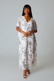 Atlas Sequin Caftan Maxi Dress - White Sangria