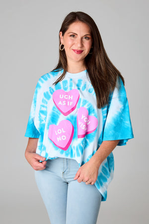 BuddyLove Cloud Oversized Tie-Dye Tee - Candy Hearts
