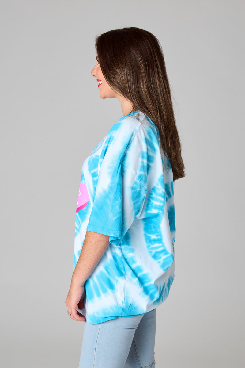 BuddyLove Cloud Oversized Tie-Dye Tee - Candy Hearts
